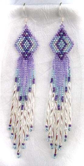 Purple Beaded Earrings