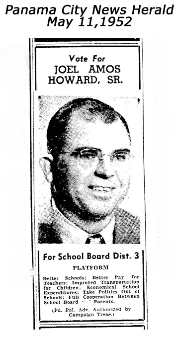 Vote for Joel Amos Howard, Sr -- For School Board Dist. 3. Platform: Better Schools; Better Pay for Teachers; Improved Transportation for Children; ... - amos52