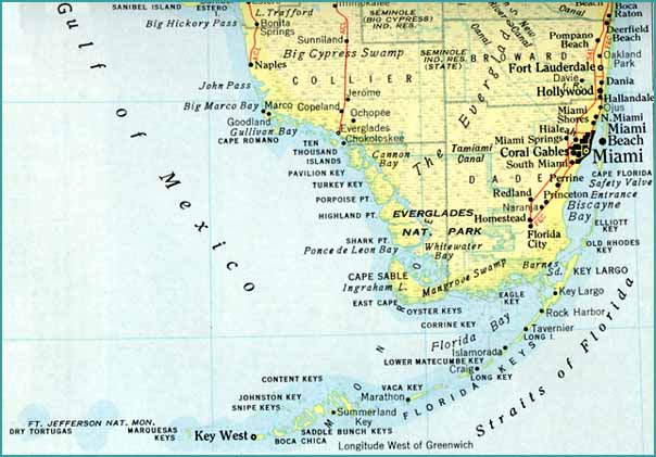 map of florida keys islands. The "Cayos" or Keys that provide a tail to the map of Florida were known 