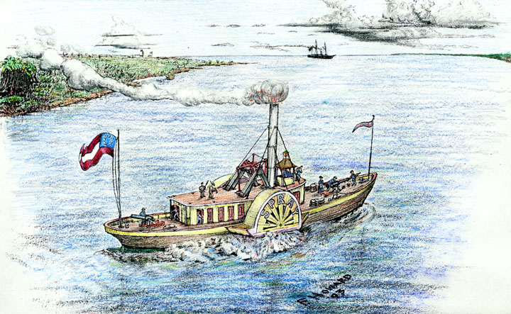 Original Painting of the Civil War gunboat named CSS SPRAY